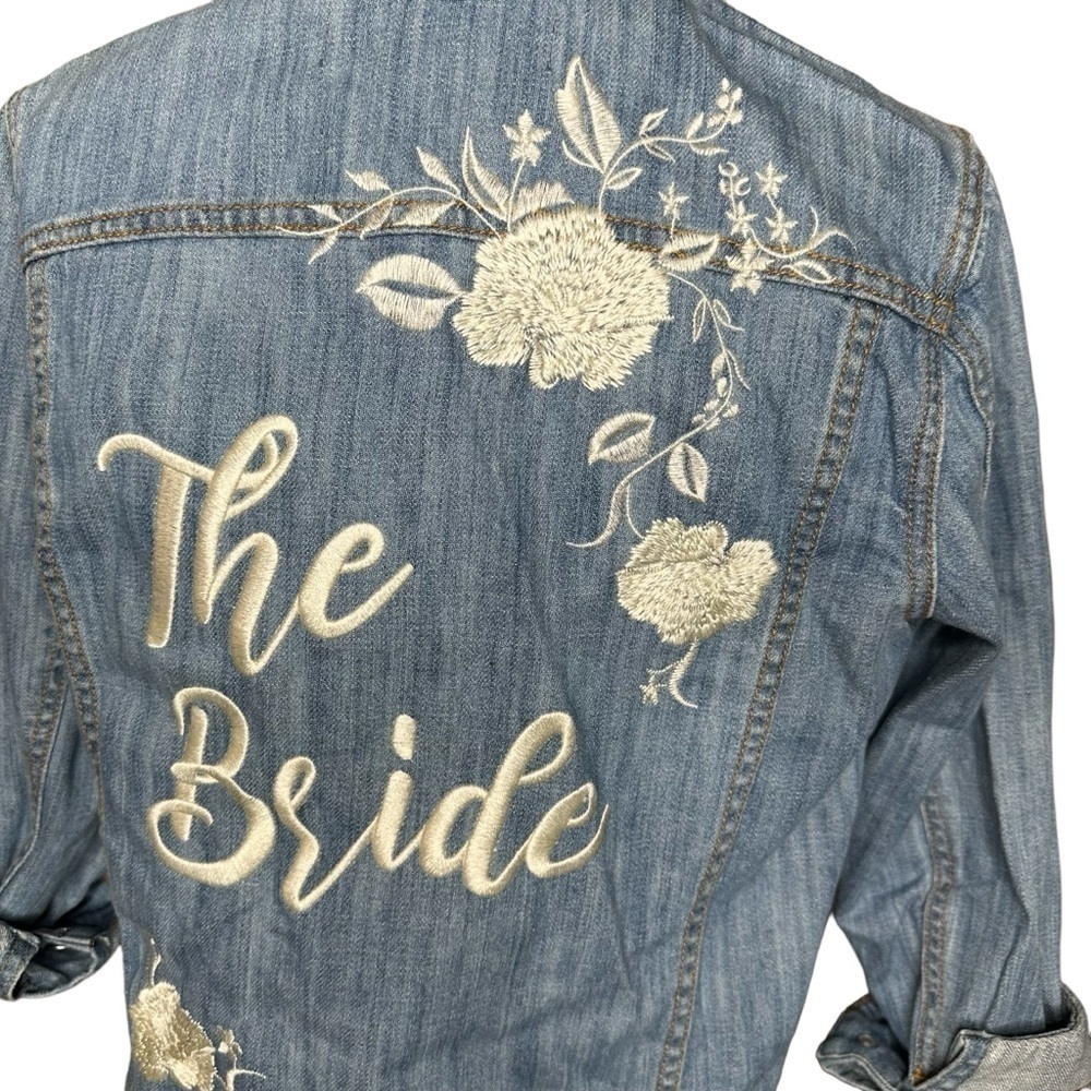 David’s Bridal “The Bride” Embroidered Jean Jacket. Size Small - Picture 6 of 9